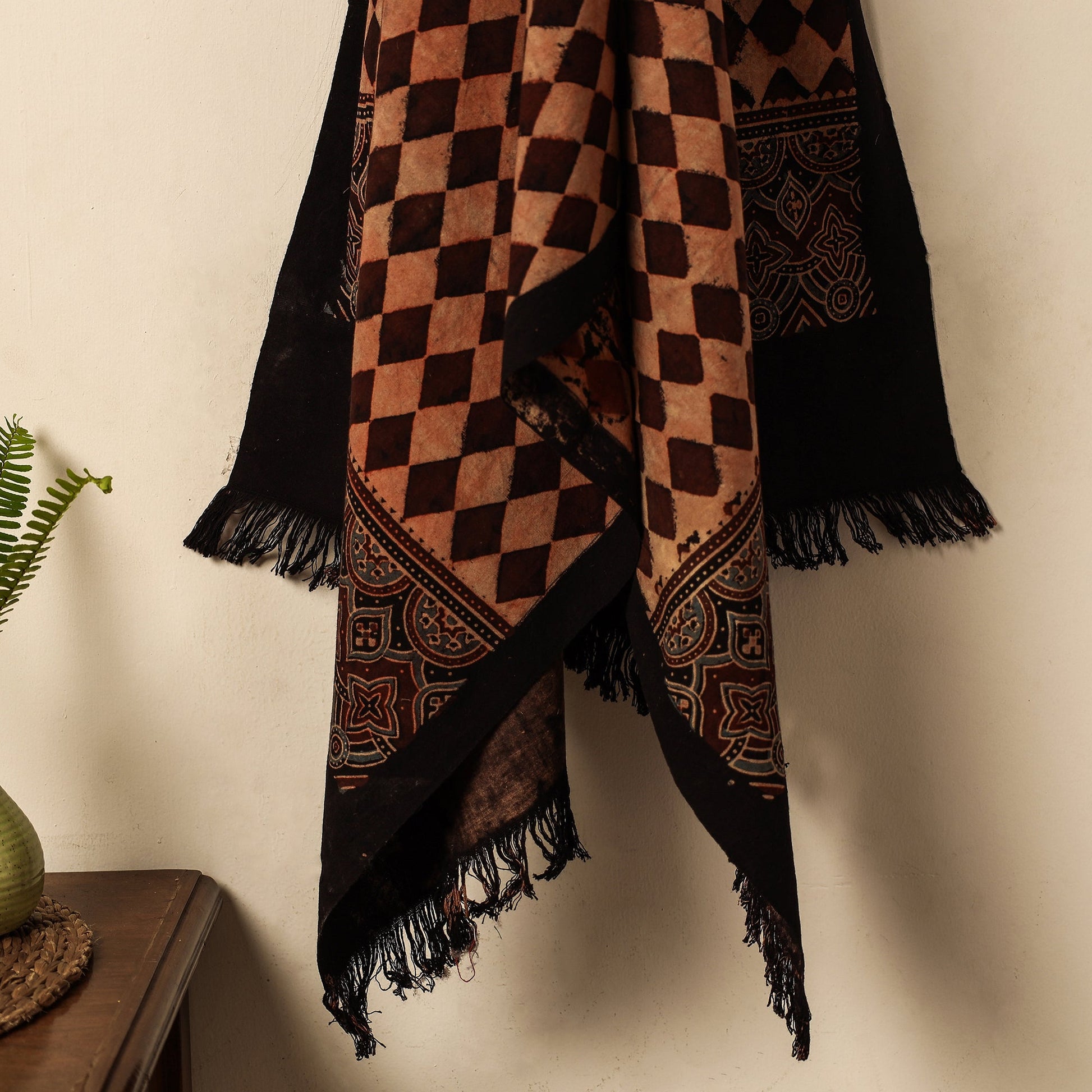 Brown - Block Print Cotton Ajrakh Handloom Towel