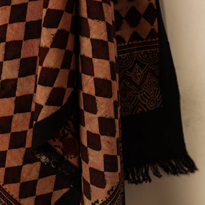 Brown - Block Print Cotton Ajrakh Handloom Towel