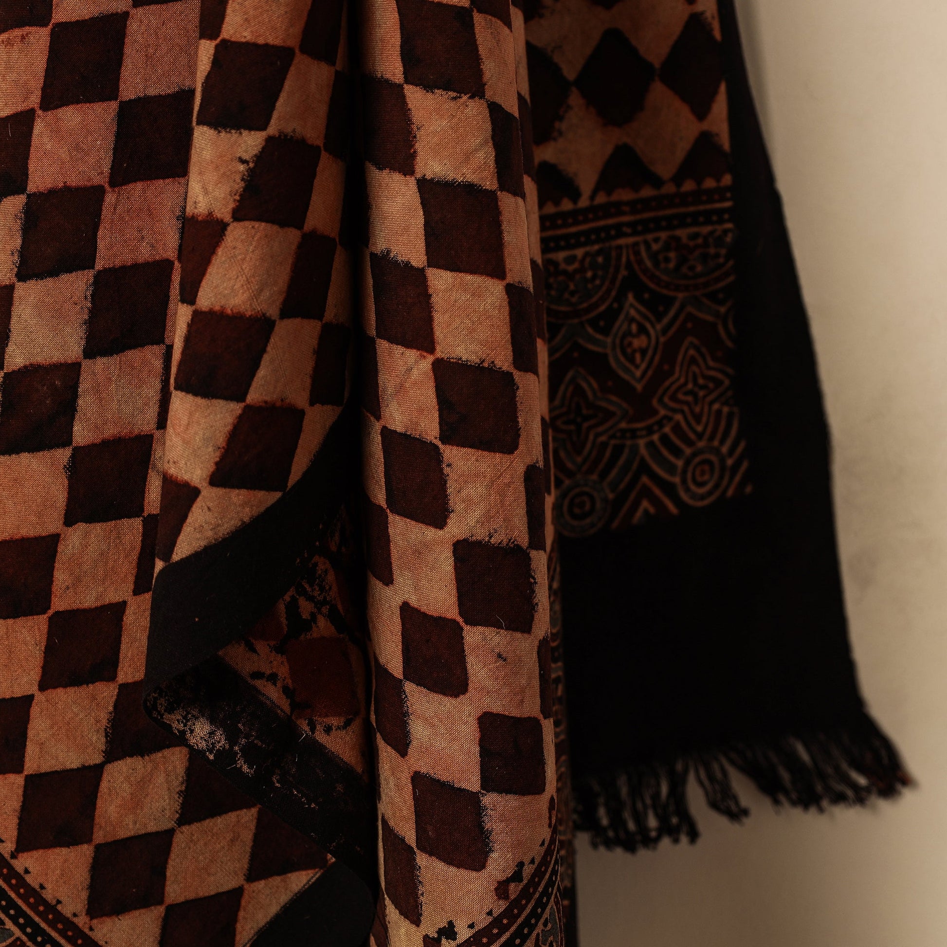 Brown - Block Print Cotton Ajrakh Handloom Towel