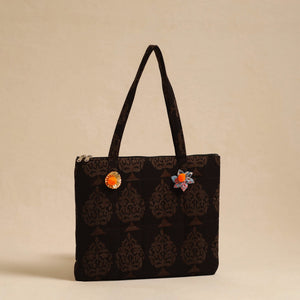 Brown - Handcrafted Quilted Cotton Hand Bag 15