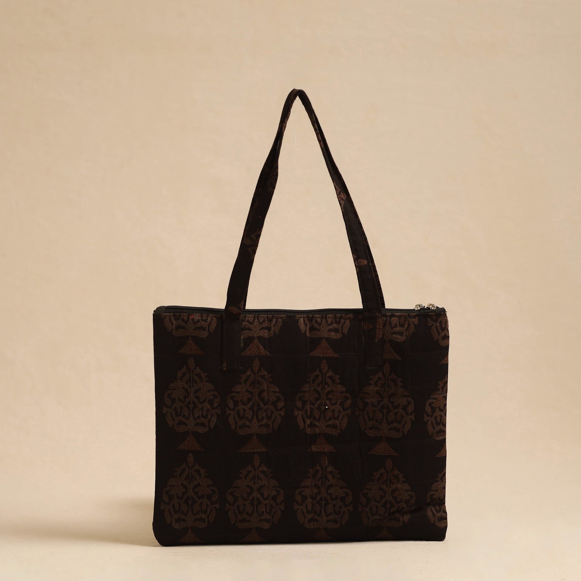 Brown - Handcrafted Quilted Cotton Hand Bag 15