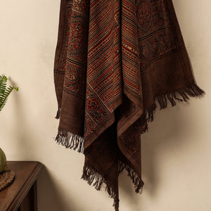 Brown - Block Print Cotton Ajrakh Handloom Towel