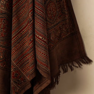 Brown - Block Print Cotton Ajrakh Handloom Towel