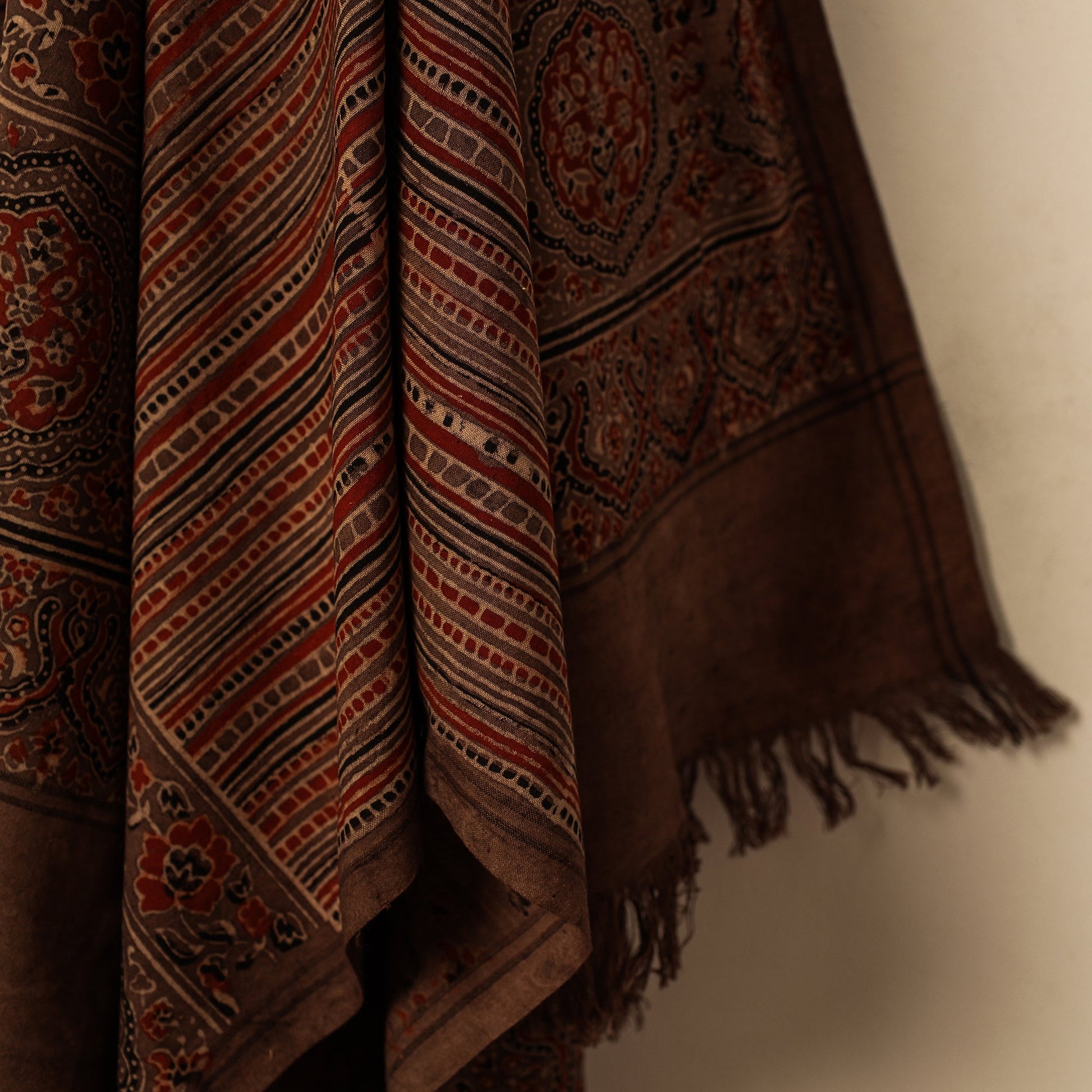 Brown - Block Print Cotton Ajrakh Handloom Towel