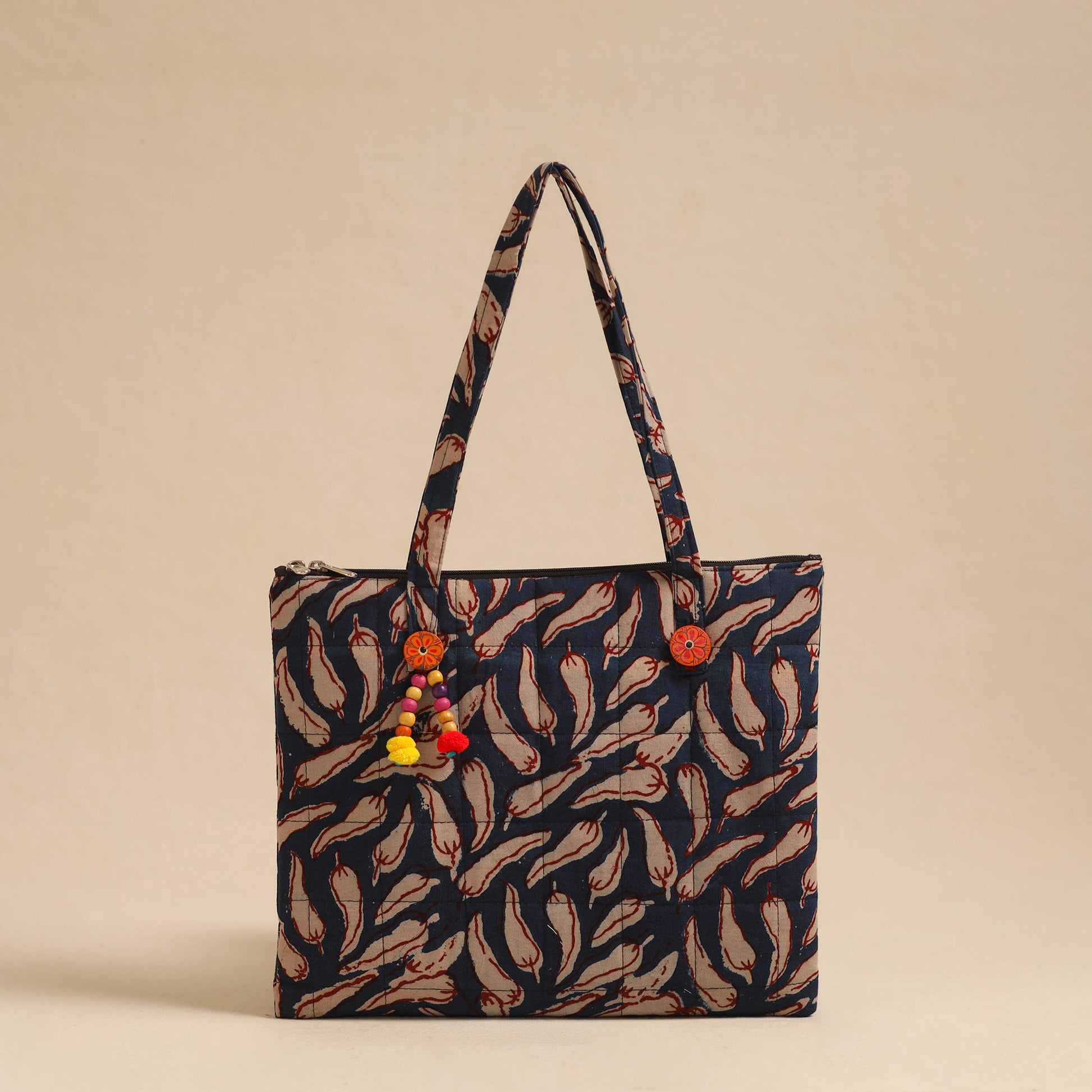 Blue - Handcrafted Quilted Cotton Hand Bag 17