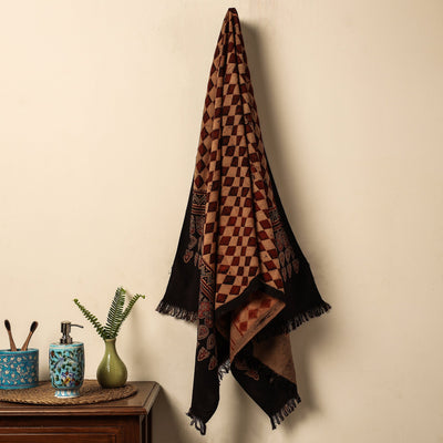 Brown - Block Print Cotton Ajrakh Handloom Towel