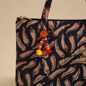Blue - Handcrafted Quilted Cotton Hand Bag 17