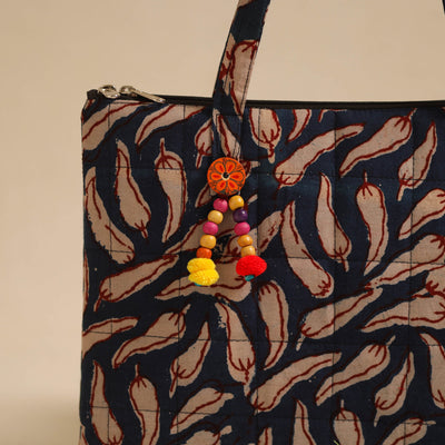 Blue - Handcrafted Quilted Cotton Hand Bag 17