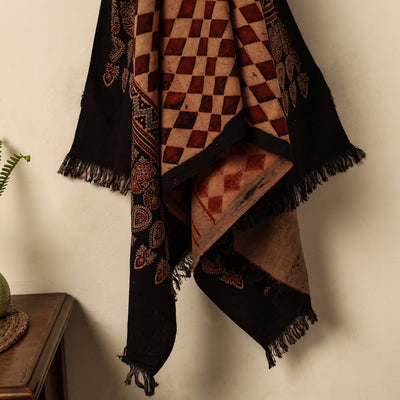 Brown - Block Print Cotton Ajrakh Handloom Towel