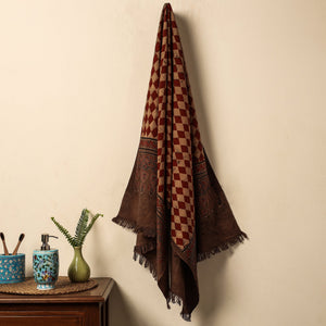 Brown - Block Print Cotton Ajrakh Handloom Towel
