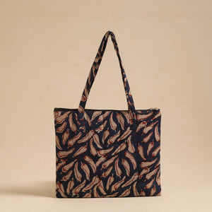 Blue - Handcrafted Quilted Cotton Hand Bag 17