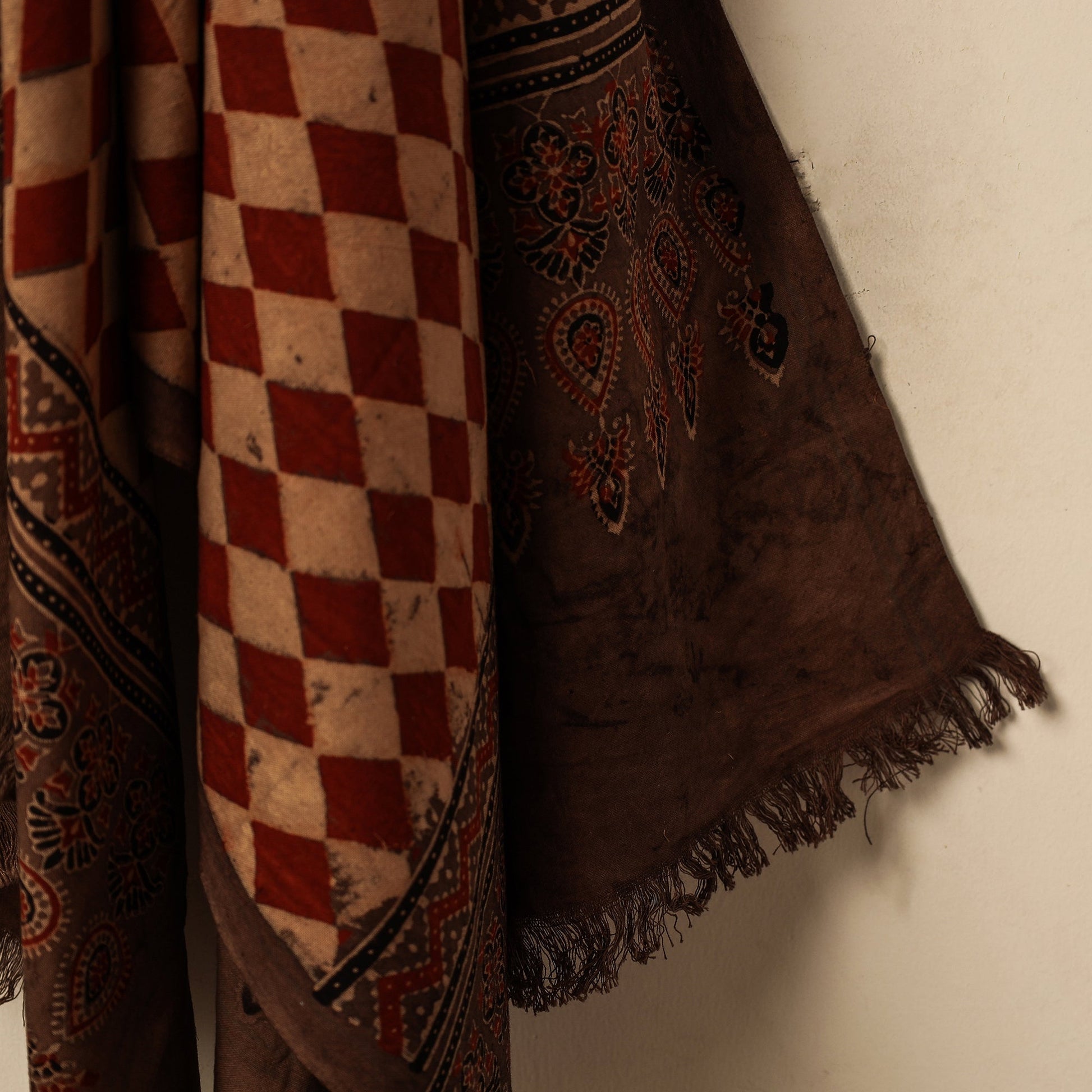 Brown - Block Print Cotton Ajrakh Handloom Towel