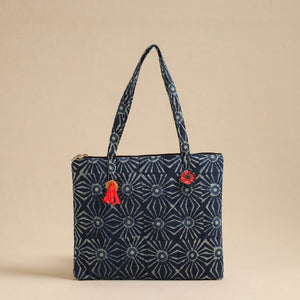 Blue - Handcrafted Quilted Cotton Hand Bag 18