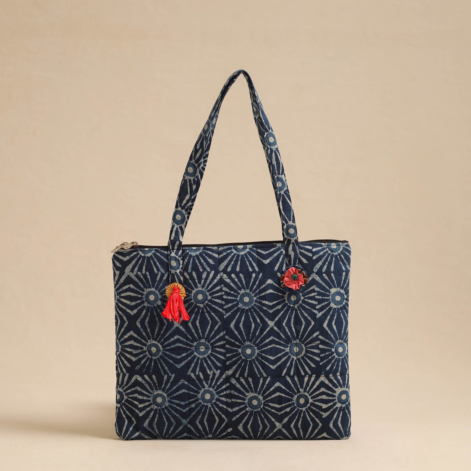 Blue - Handcrafted Quilted Cotton Hand Bag 18
