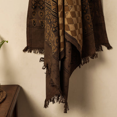 Brown - Block Print Cotton Ajrakh Handloom Towel