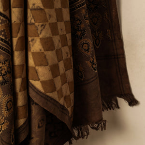 Brown - Block Print Cotton Ajrakh Handloom Towel