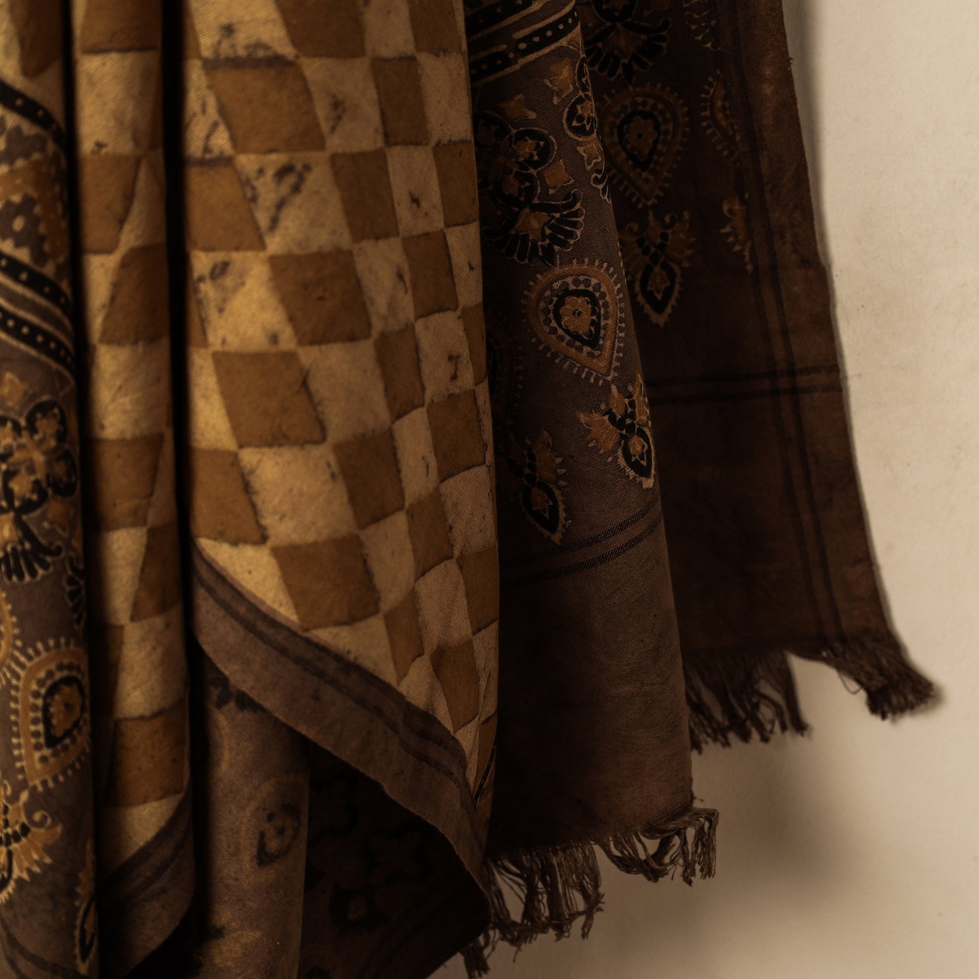 Brown - Block Print Cotton Ajrakh Handloom Towel