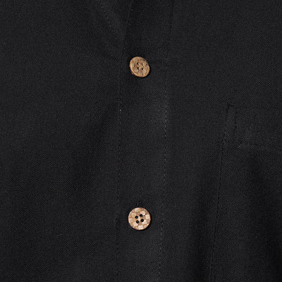 Black - Jhiri Handloom Cotton Men Full Sleeve Shirt