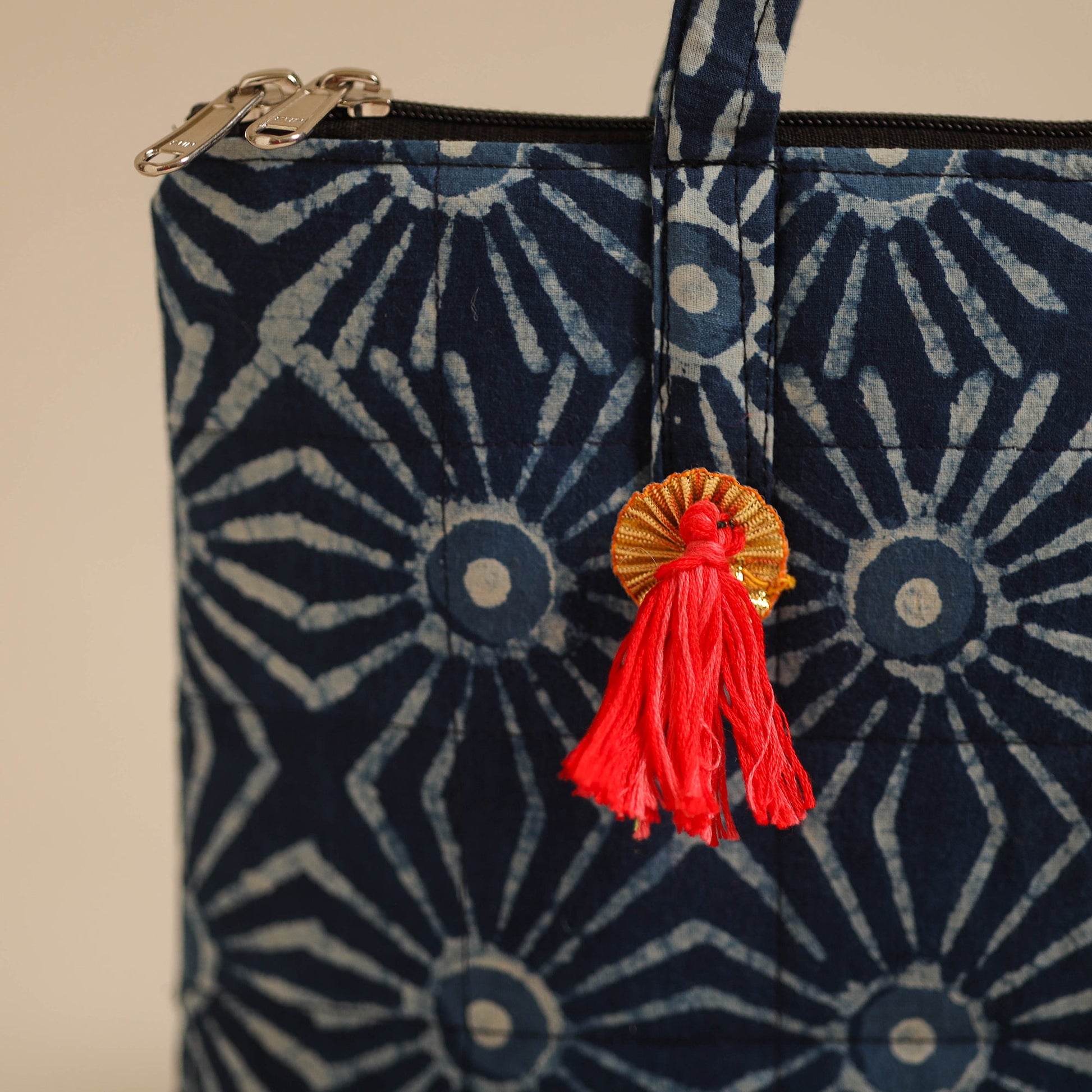 Blue - Handcrafted Quilted Cotton Hand Bag 18