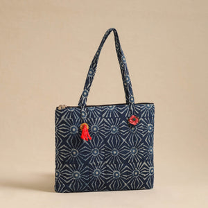 Blue - Handcrafted Quilted Cotton Hand Bag 18
