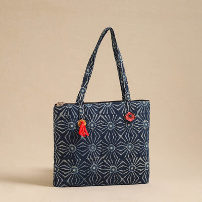 Blue - Handcrafted Quilted Cotton Hand Bag 18