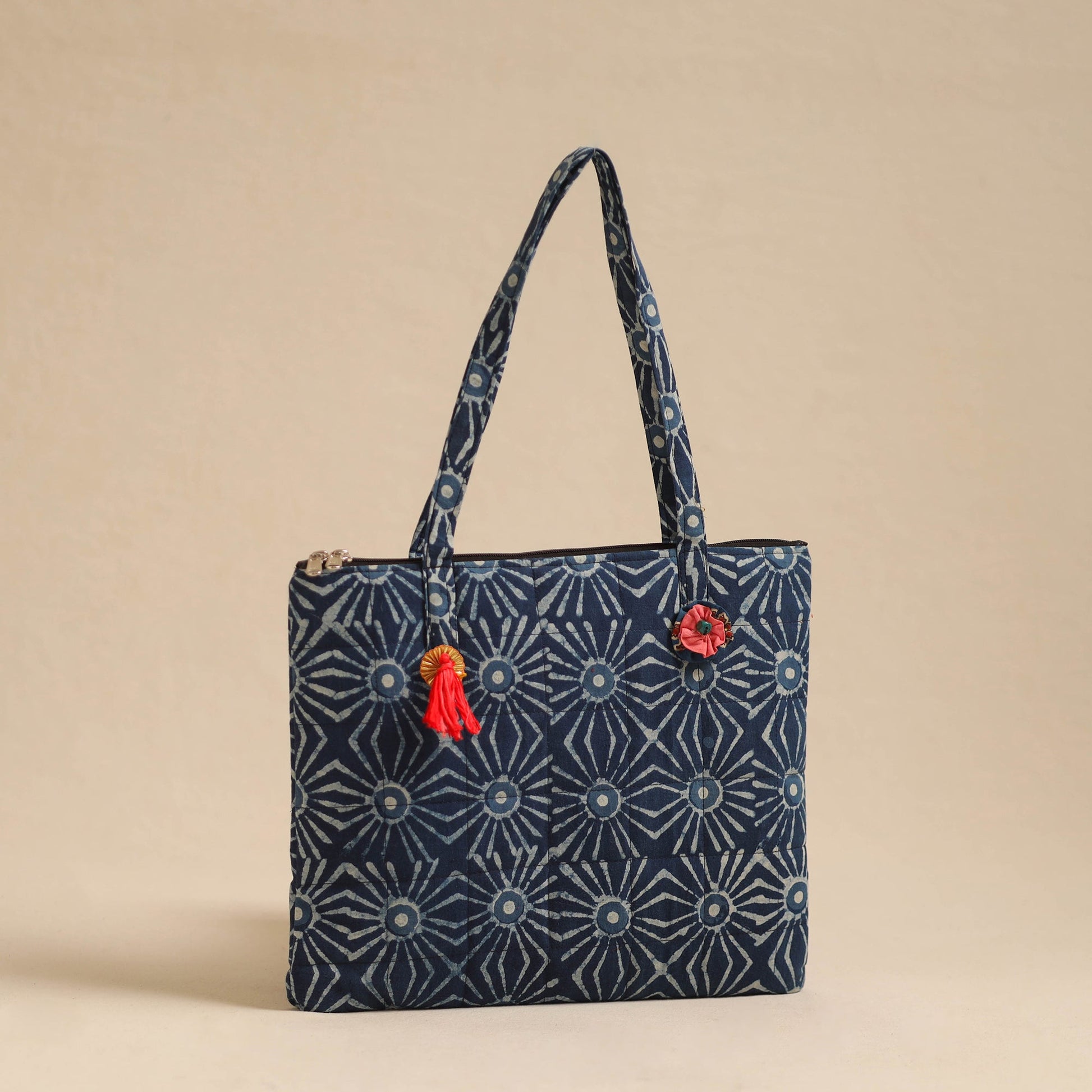Blue - Handcrafted Quilted Cotton Hand Bag 18