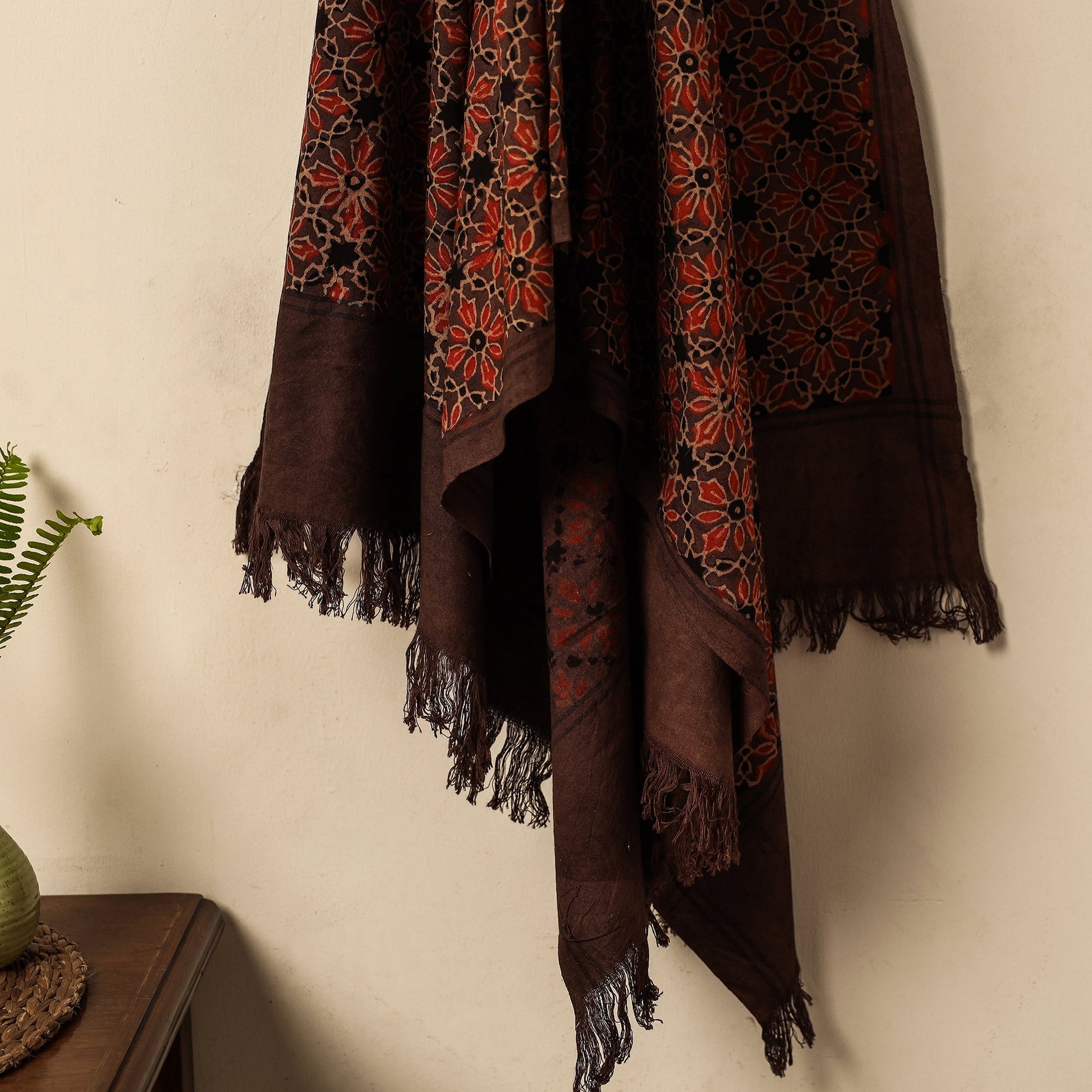 Brown - Block Print Cotton Ajrakh Handloom Towel