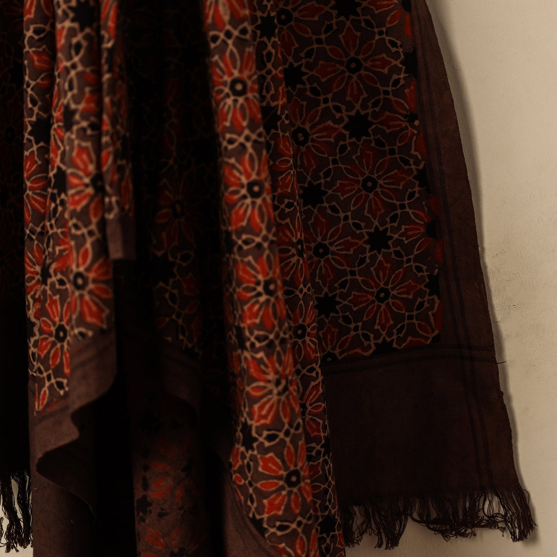 Brown - Block Print Cotton Ajrakh Handloom Towel