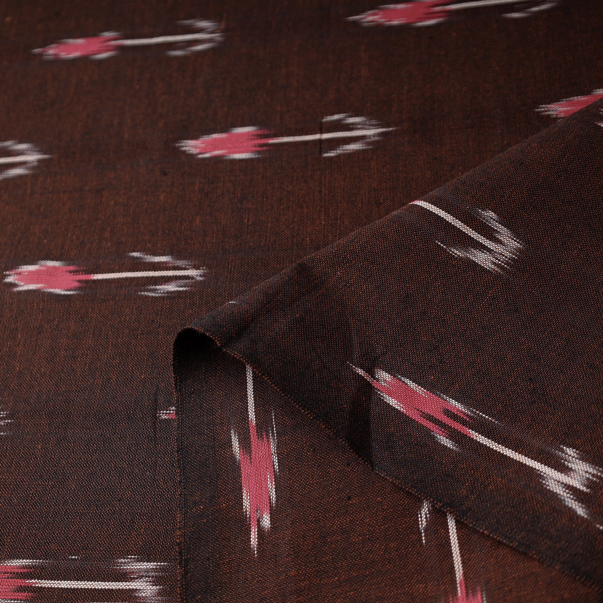 Brown - Pochampally Ikat Weave Cotton Fabric 07
