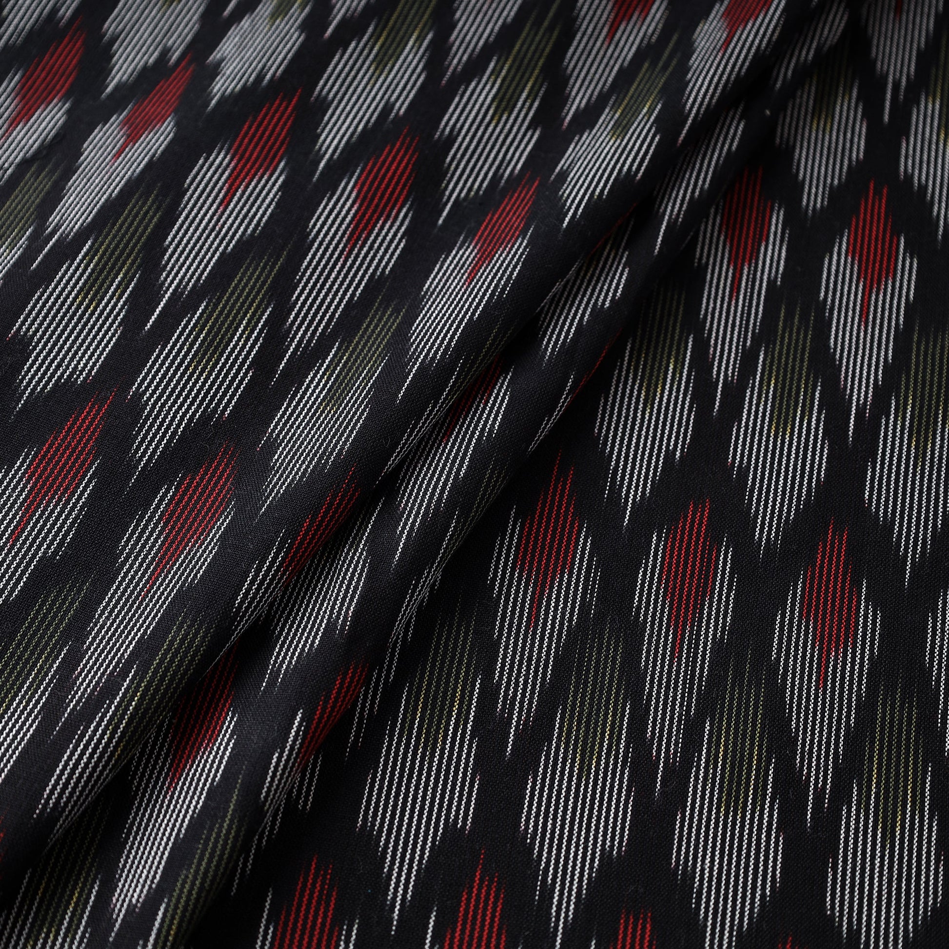 Black - Cotton Pochampally Ikat Fabric 08