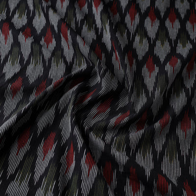 Black - Cotton Pochampally Ikat Fabric 08
