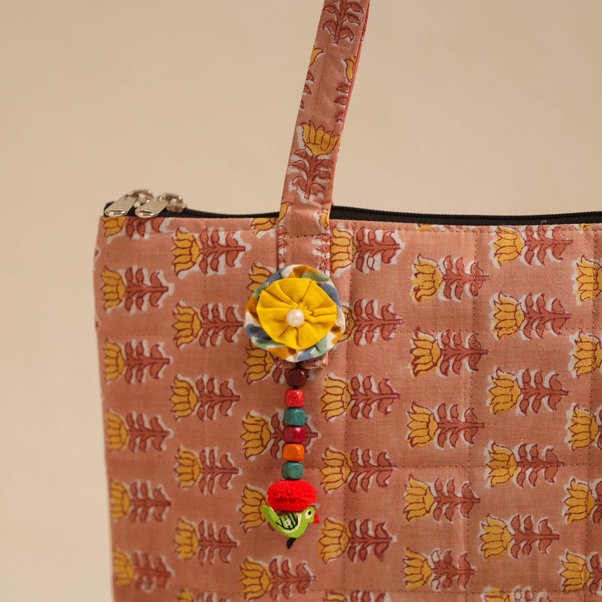 Brown - Handcrafted Quilted Cotton Hand Bag 20