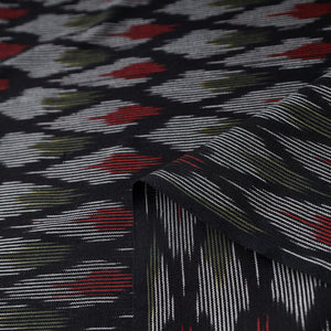 Black - Cotton Pochampally Ikat Fabric 08