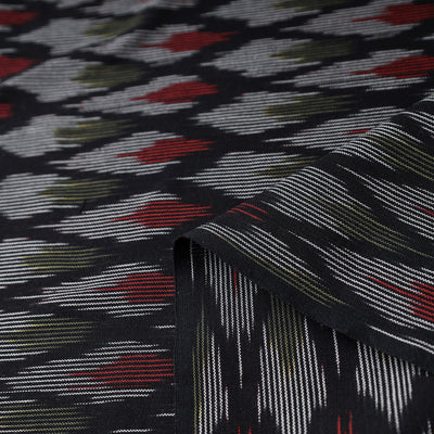 Black - Cotton Pochampally Ikat Fabric 08
