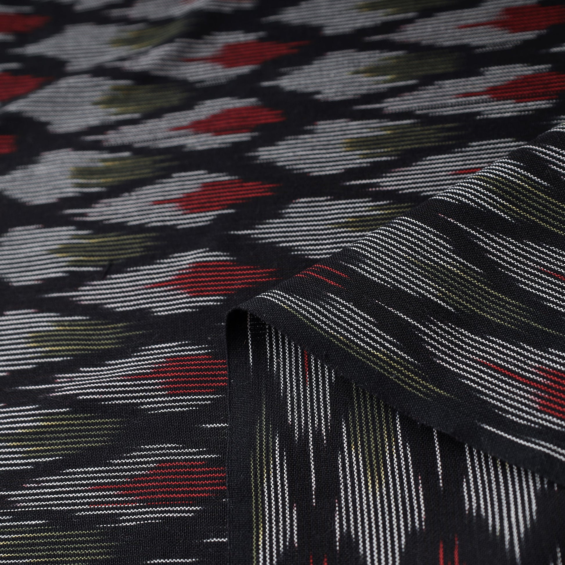 Black - Cotton Pochampally Ikat Fabric 08