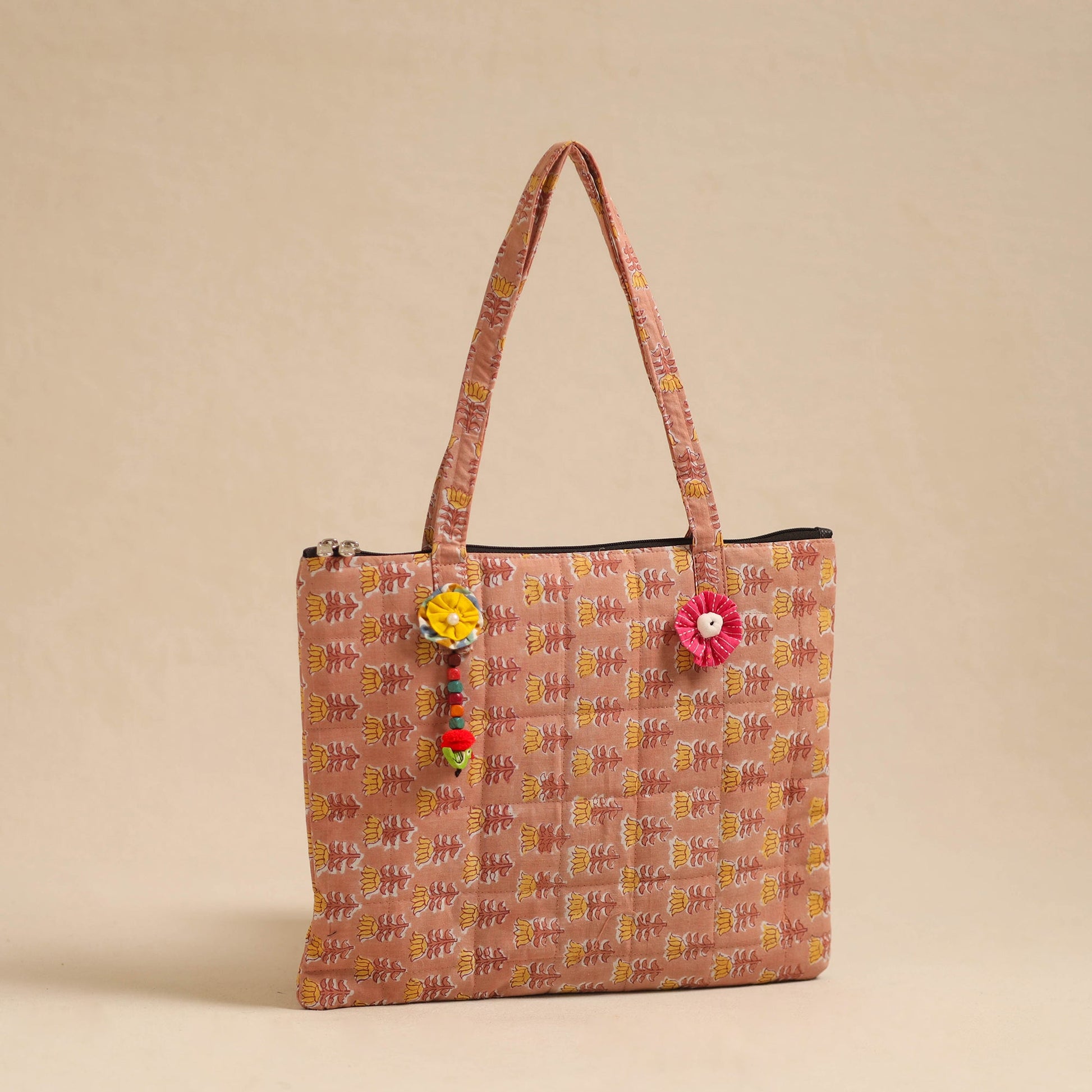 Brown - Handcrafted Quilted Cotton Hand Bag 20