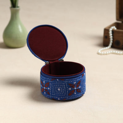 Bengal Kantha Work Handcrafted Round Utility Box