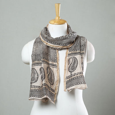 Black - Bagh Hand Block Printed Chanderi Silk Stole 03