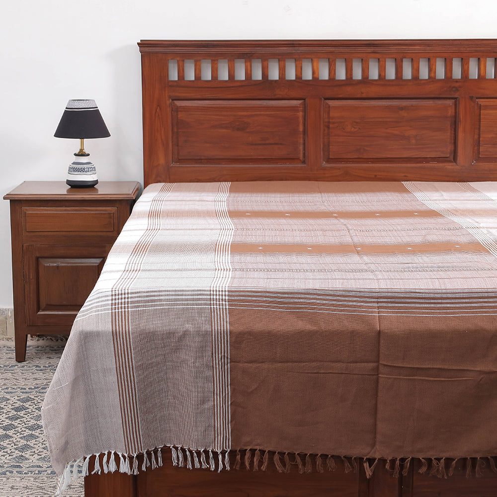 Brown - Kutch Weaving Handloom Cotton Single Bed Cover (91 x 60 in)