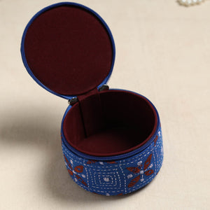 Bengal Kantha Work Handcrafted Round Utility Box