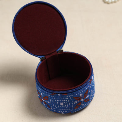 Bengal Kantha Work Handcrafted Round Utility Box