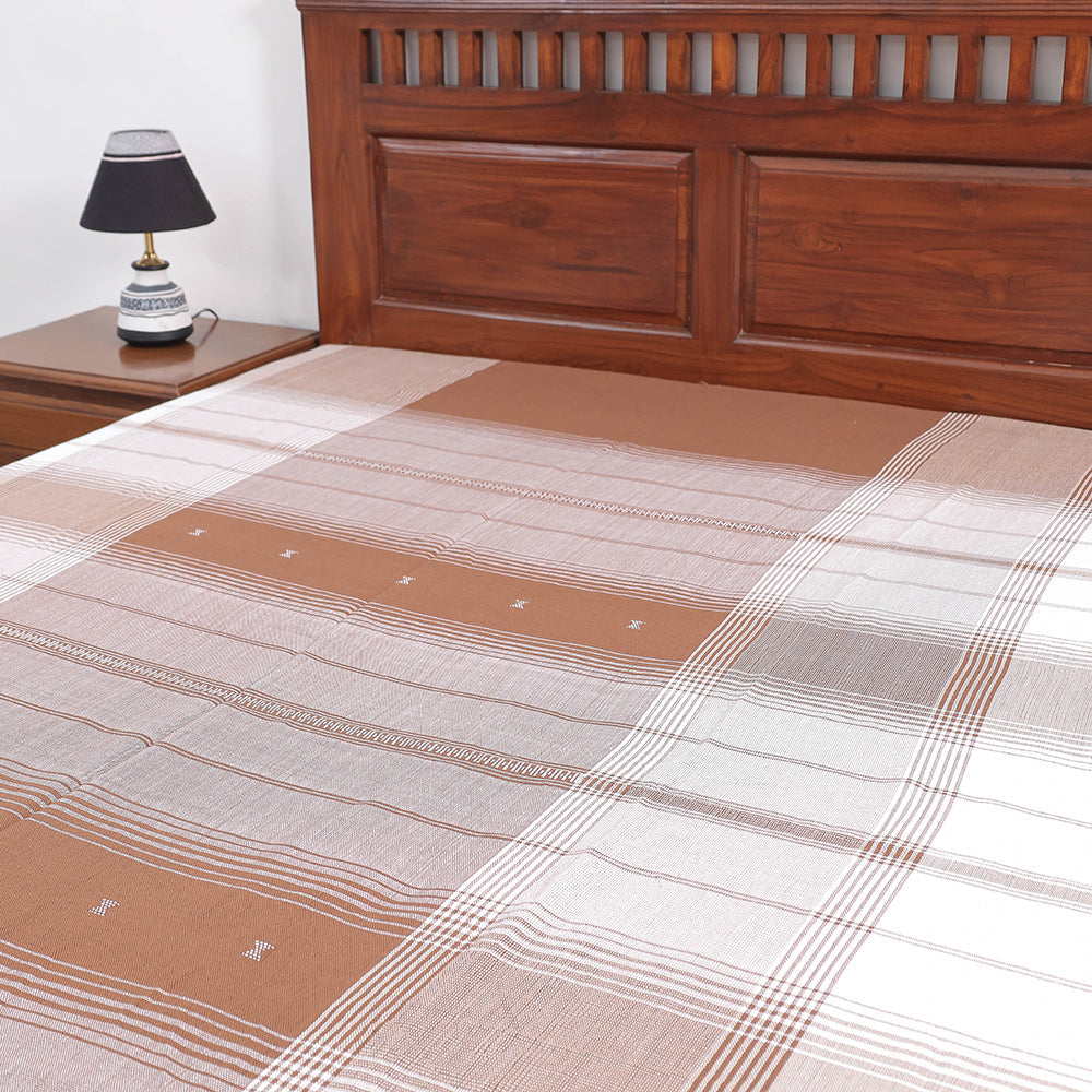 Brown - Kutch Weaving Handloom Cotton Single Bed Cover (91 x 60 in)