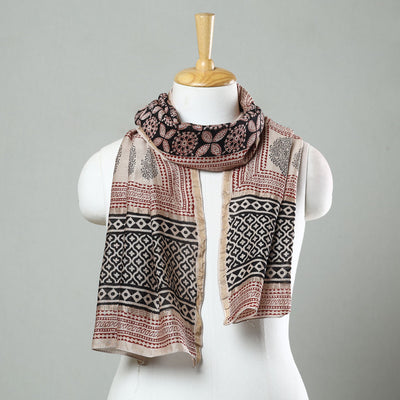 Black - Bagh Hand Block Printed Chanderi Silk Stole 06
