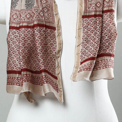 Black - Bagh Hand Block Printed Chanderi Silk Stole 07