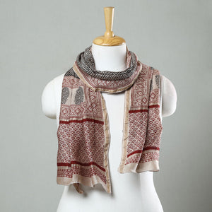 Black - Bagh Hand Block Printed Chanderi Silk Stole 07