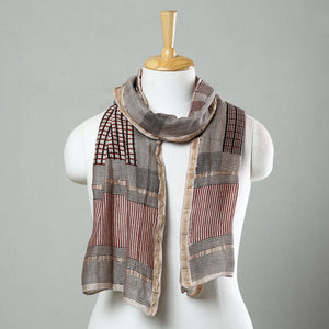 Black - Bagh Hand Block Printed Chanderi Silk Stole 08