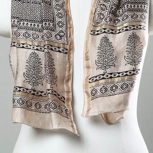 Black - Bagh Hand Block Printed Chanderi Silk Stole 11