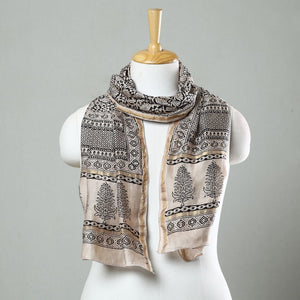 Black - Bagh Hand Block Printed Chanderi Silk Stole 11