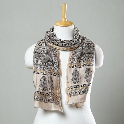 Black - Bagh Hand Block Printed Chanderi Silk Stole 11