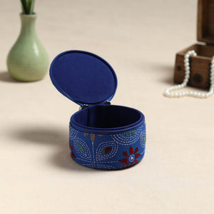 Bengal Kantha Work Handcrafted Round Utility Box